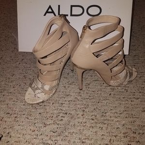 Nude snake skin heels